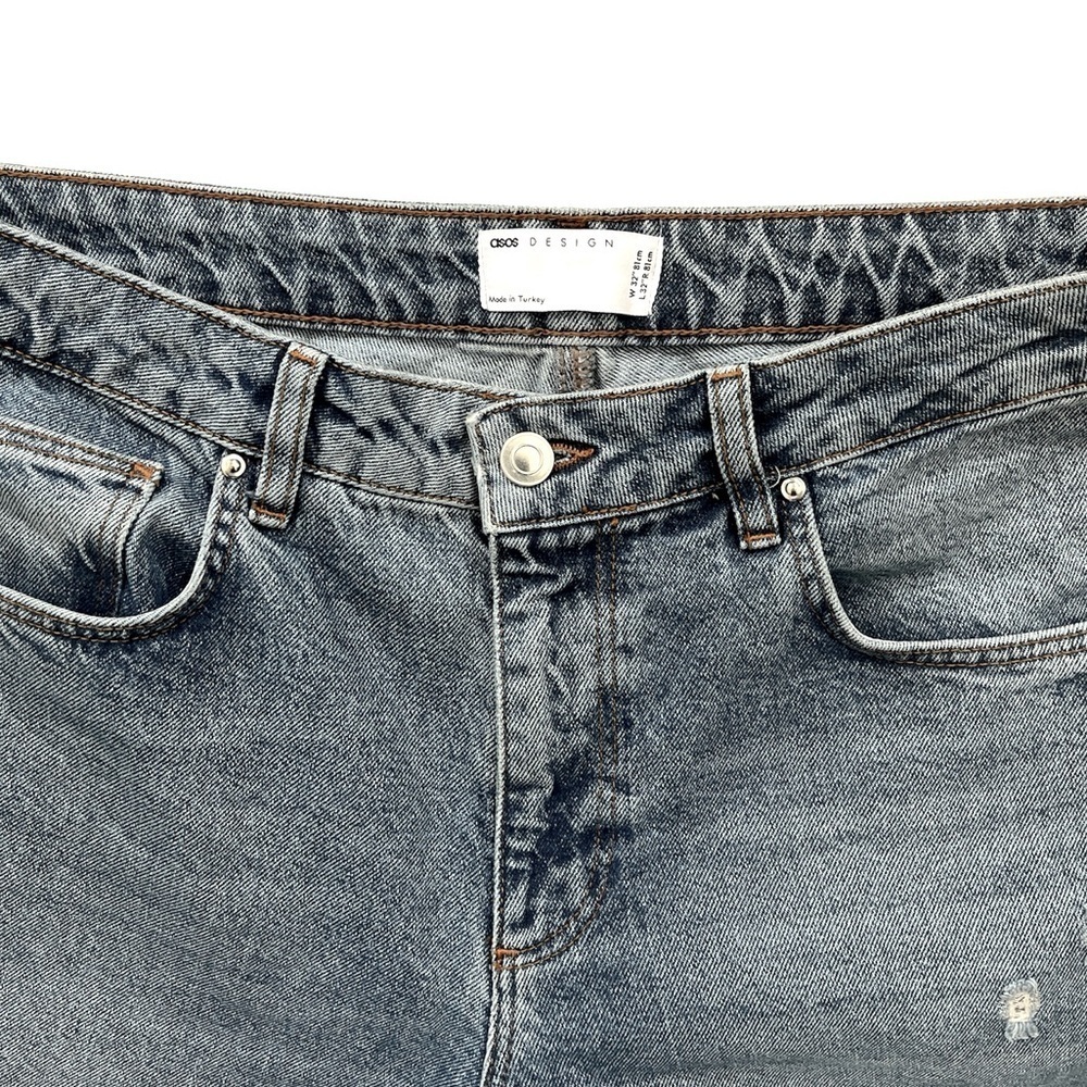 ASOS MEN’S LIGHT WASH TAPER FIT RIPPED JEANS SZ 32x32 - Picture 2 of 3